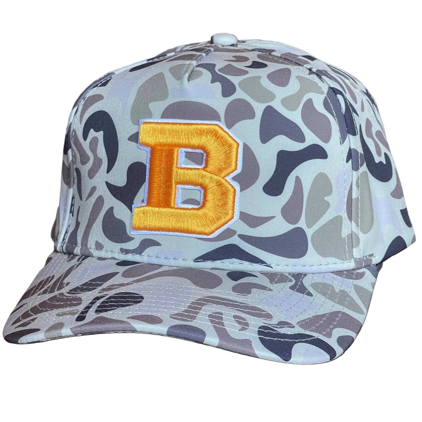 Varsity "B" Trucker Hat Old School Camo