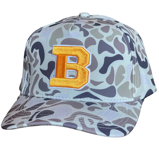Varsity "B" Trucker Hat Old School Camo
