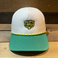 White, Green, Twisted Rope Hat - Retro Bear